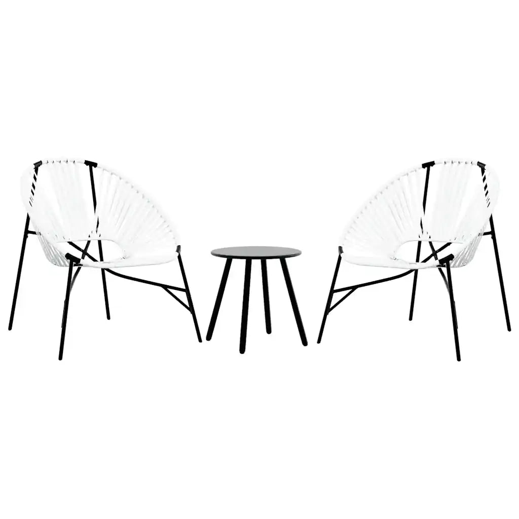 Set di Sedie da Giardino 3 pz | Sedie da Esterno in Polyrattan Bianco e Nero