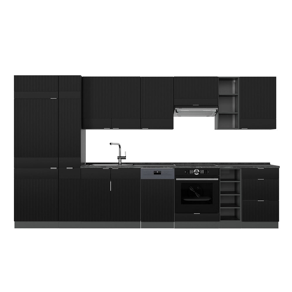 Cucina componibile Fame-Line Nero rigato/Antracite 355 cm, PL Antracite Vicco