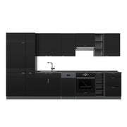Cucina componibile Fame-Line Nero rigato/Antracite 355 cm, PL Antracite Vicco