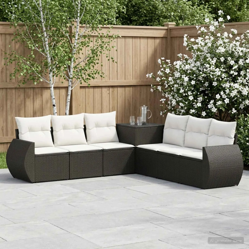 Set di divani 7 pz Nero e Bianco Crema 3448815