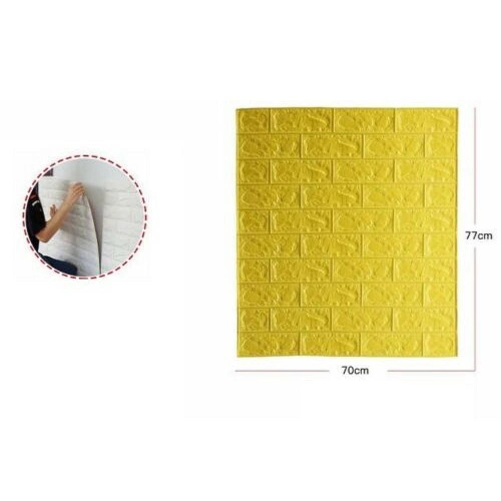 Trade Shop - Set 5 Pannelli Muro 3d Adesivo Parete Piastrelle Mattonelle Giallo Pannello 62680 -