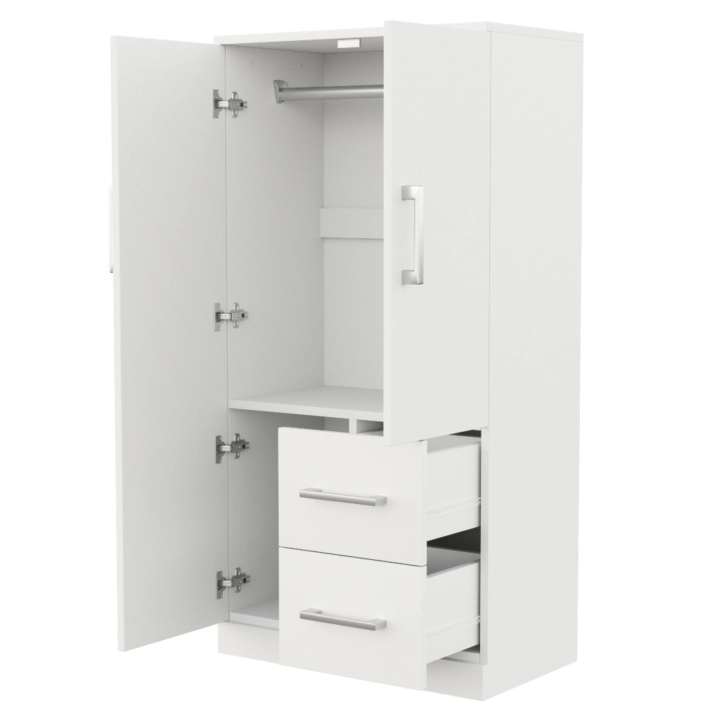 Kleiderschrank 70x40x135 cm a 2 ante con 2 cassetti; bianco