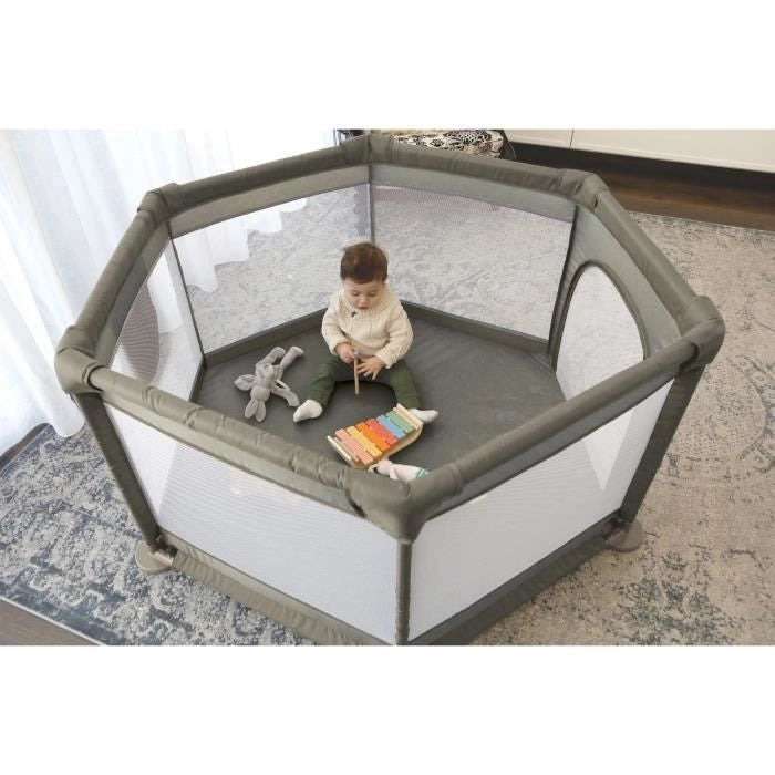 Explore Park - DREAMBABY - 6 lati con base in tessuto e struttura imbottita -  1,40 m - H 70 cm - Tortora