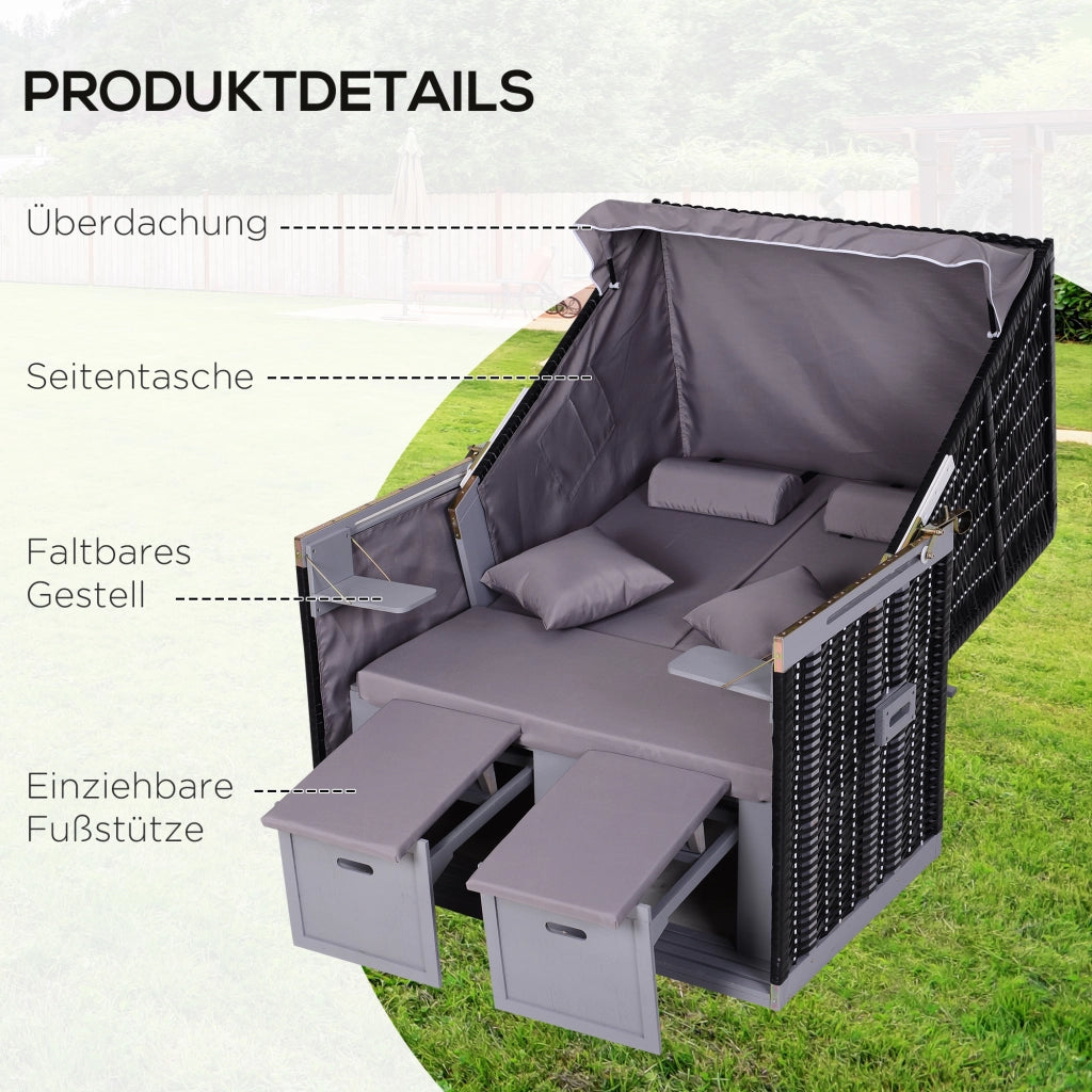 Poltrona da esterno con 2 posti e schienale regolabile ¨C Zephmum ¨C Grigio 118x79x150cm