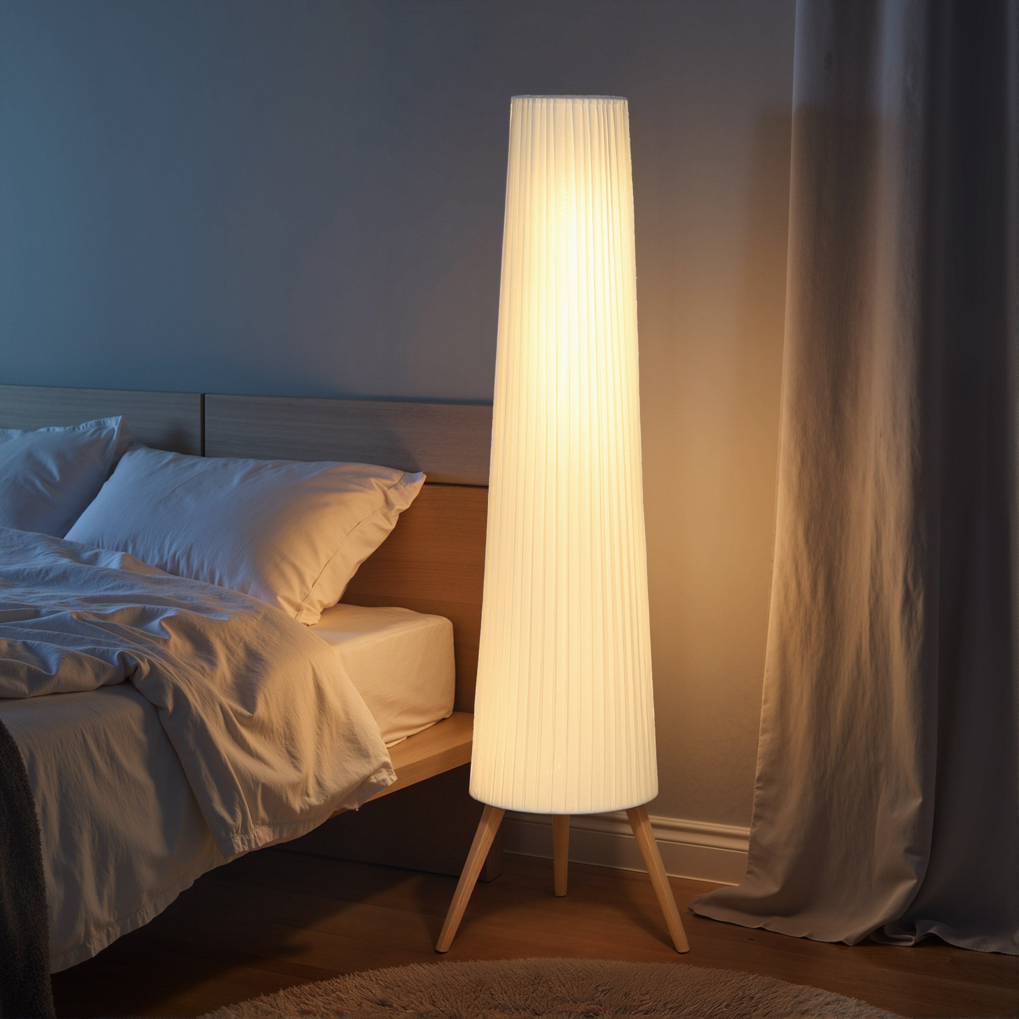 Lampada da Terra Treppiede 46x46x153 cm con Interruttore a Pedale e Luminosità Regolabile Bianco
