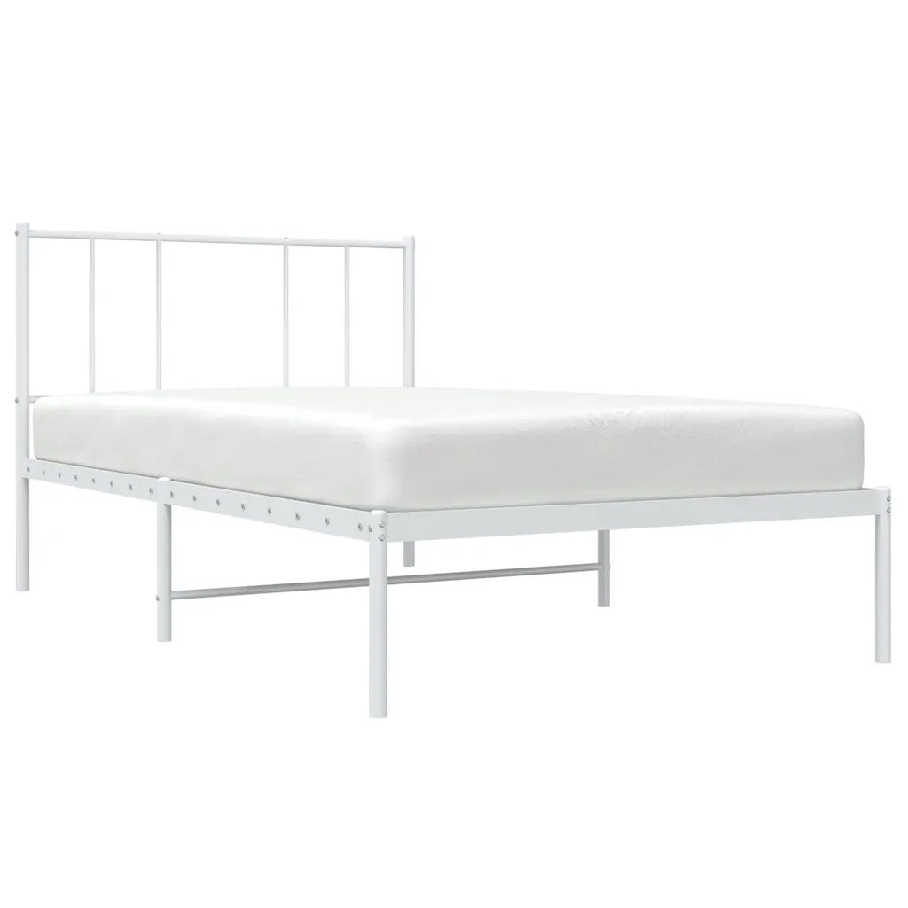 Giroletto senza Materasso con Testiera-Struttura Letto Metallo Bianco 75x190 cm 724642