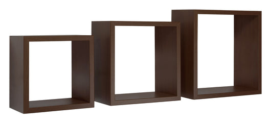Set 3 Mensole da Parete Cubo in Fibra di Legno Incubo Wengè