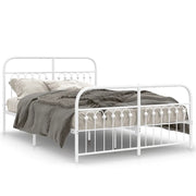 Letto matrimoniale | Letto per adulti | Giroletto con Testiera e Pediera Metallo Bianco 137x190 cm
