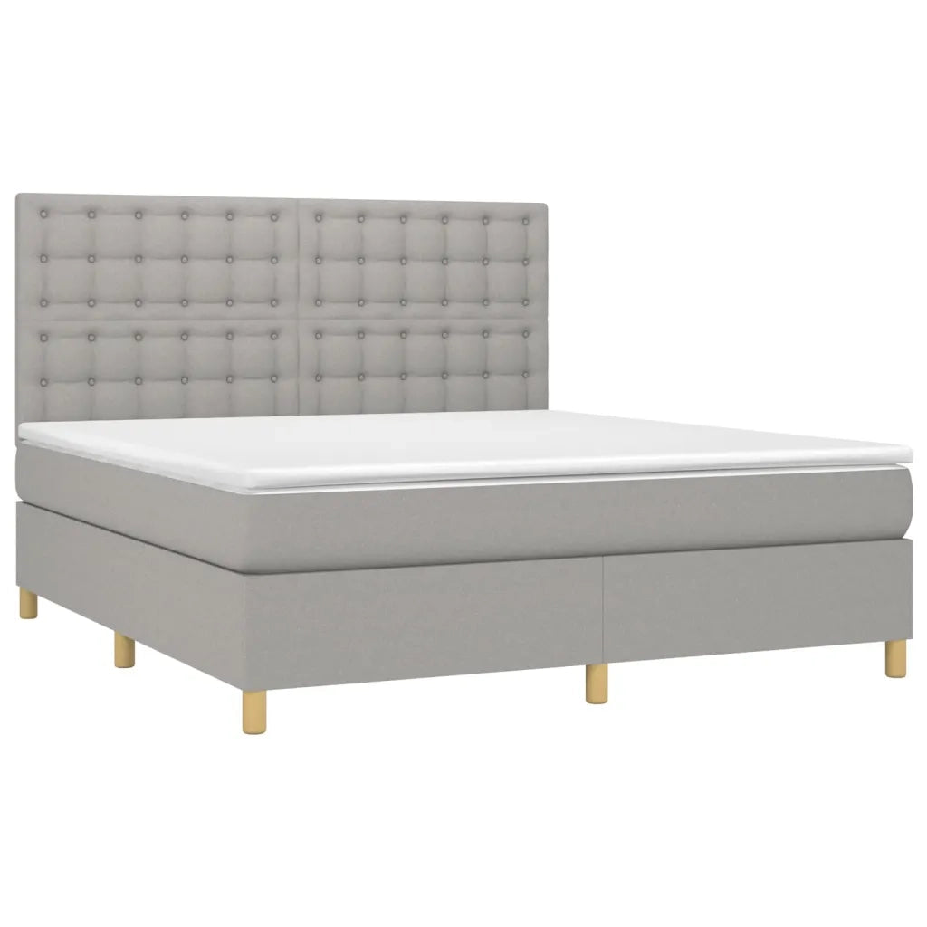 Letto a Molle Materasso e LED Grigio Chiaro 160x200 cm Tessuto cod mxl 57897