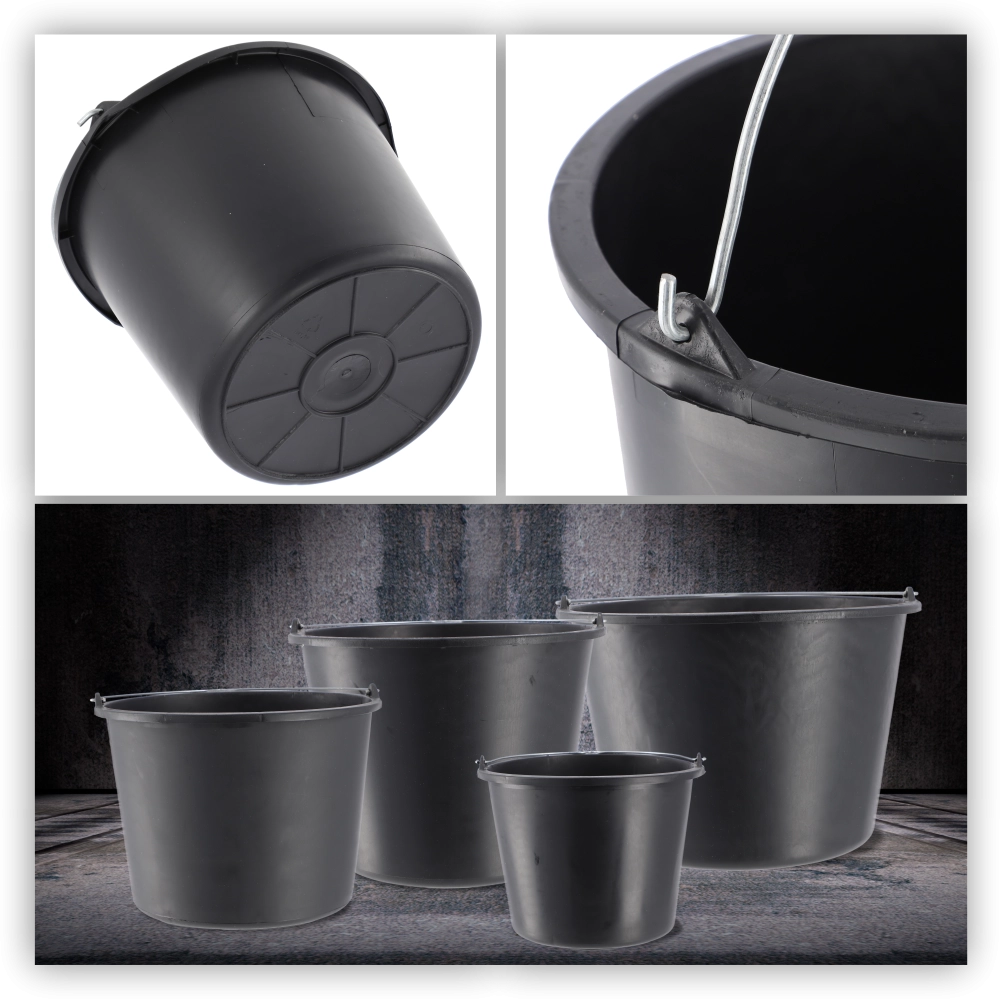 Secchio da costruzione KADAX 20L in plastica per uso domestico, giardinaggio, malta nera resistente