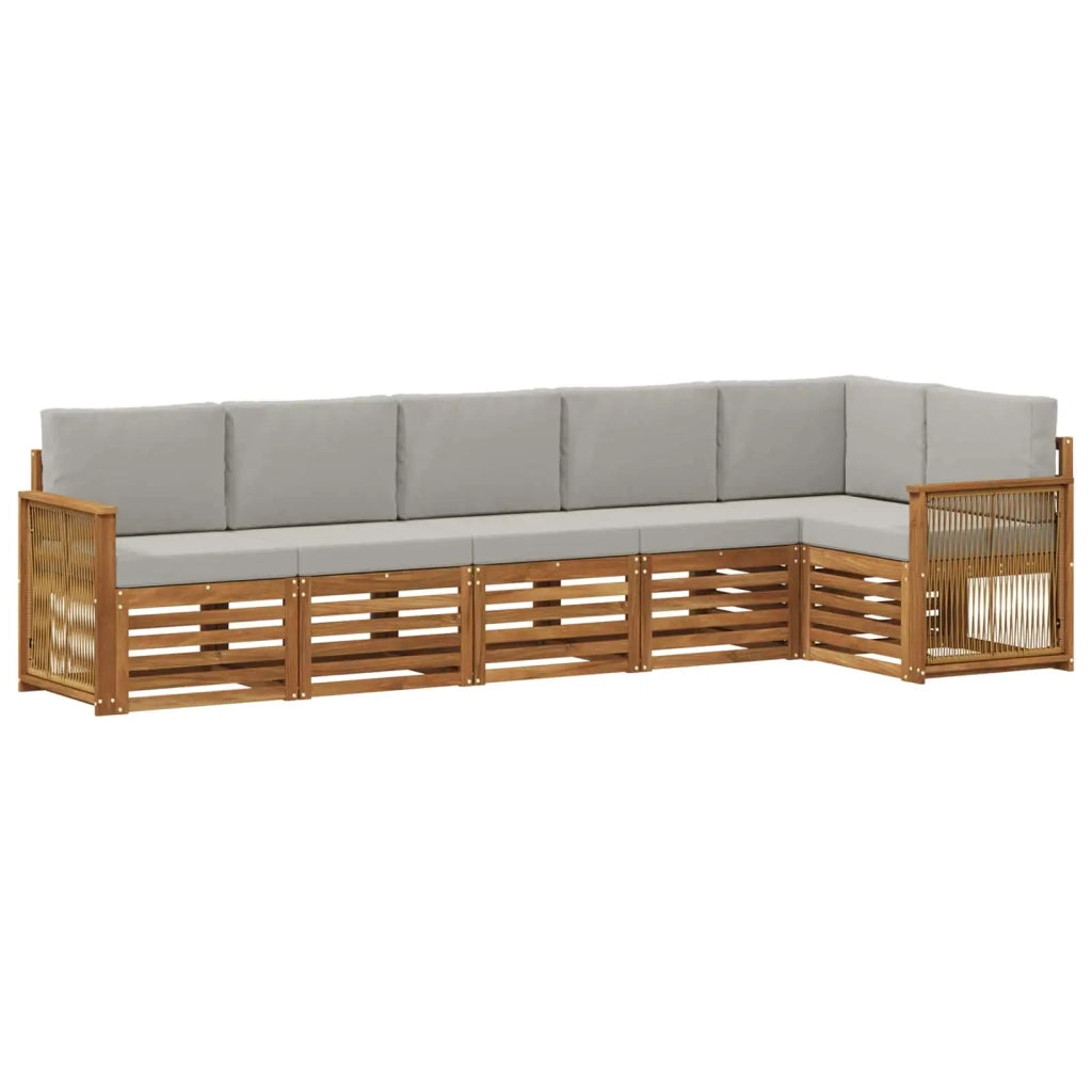 Set divano sezionale con cuscino 5 pcs Naturale e Grigio Chiaro 3384417
