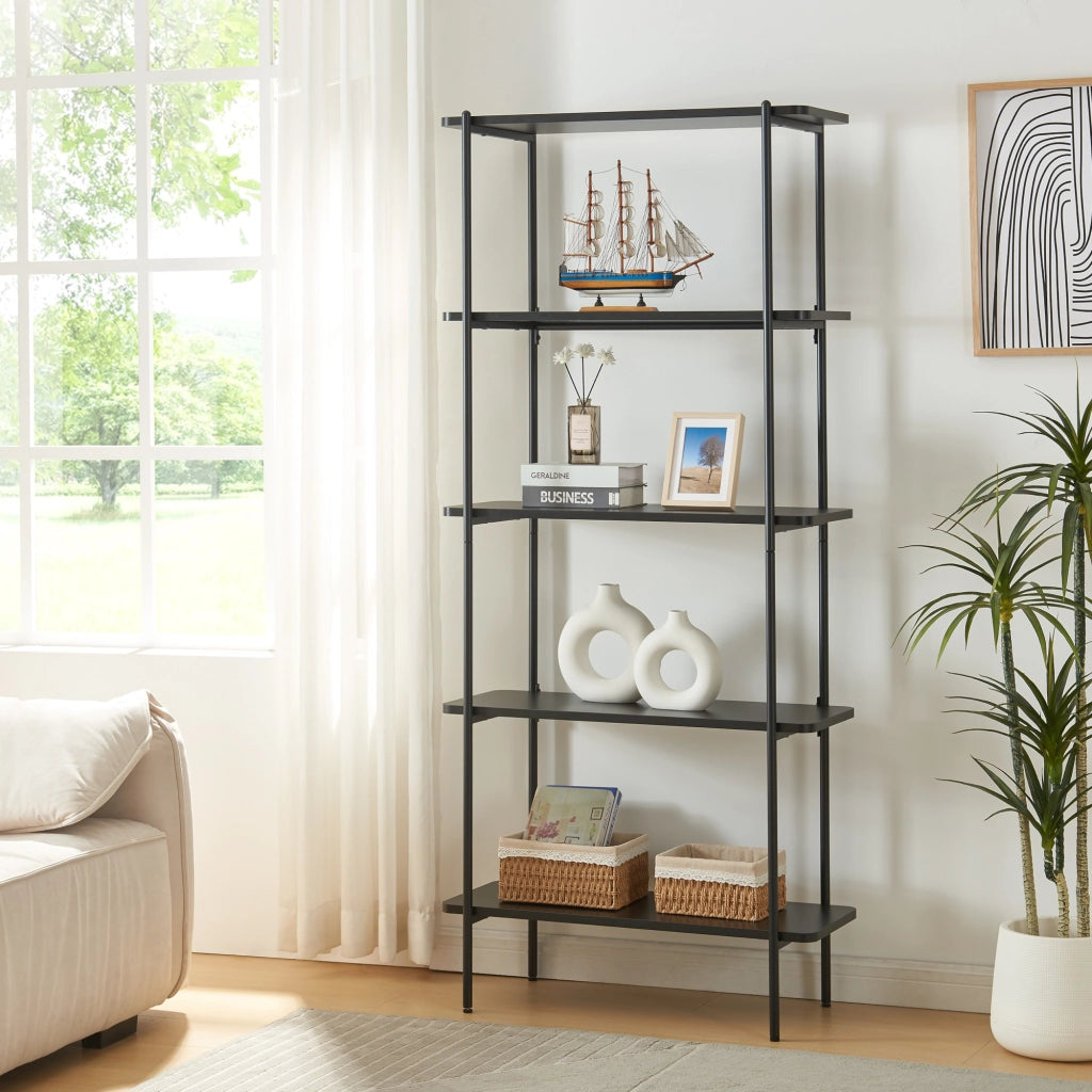 Scaffale Samnanger Libreria a 5 Ripiani - Nero [en.casa]
