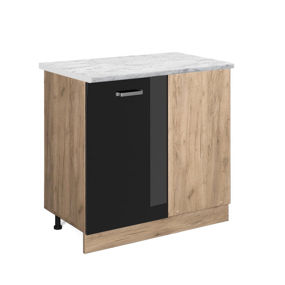 Vicco Mobile ad angolo cucina Nero lucido 86 cm PL Marmo