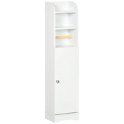 Mobile a Colonna 3 Ripiani Aperti e Armadietto a 2 Livelli Regolabile 23x18x100 cm in Legno Bianco