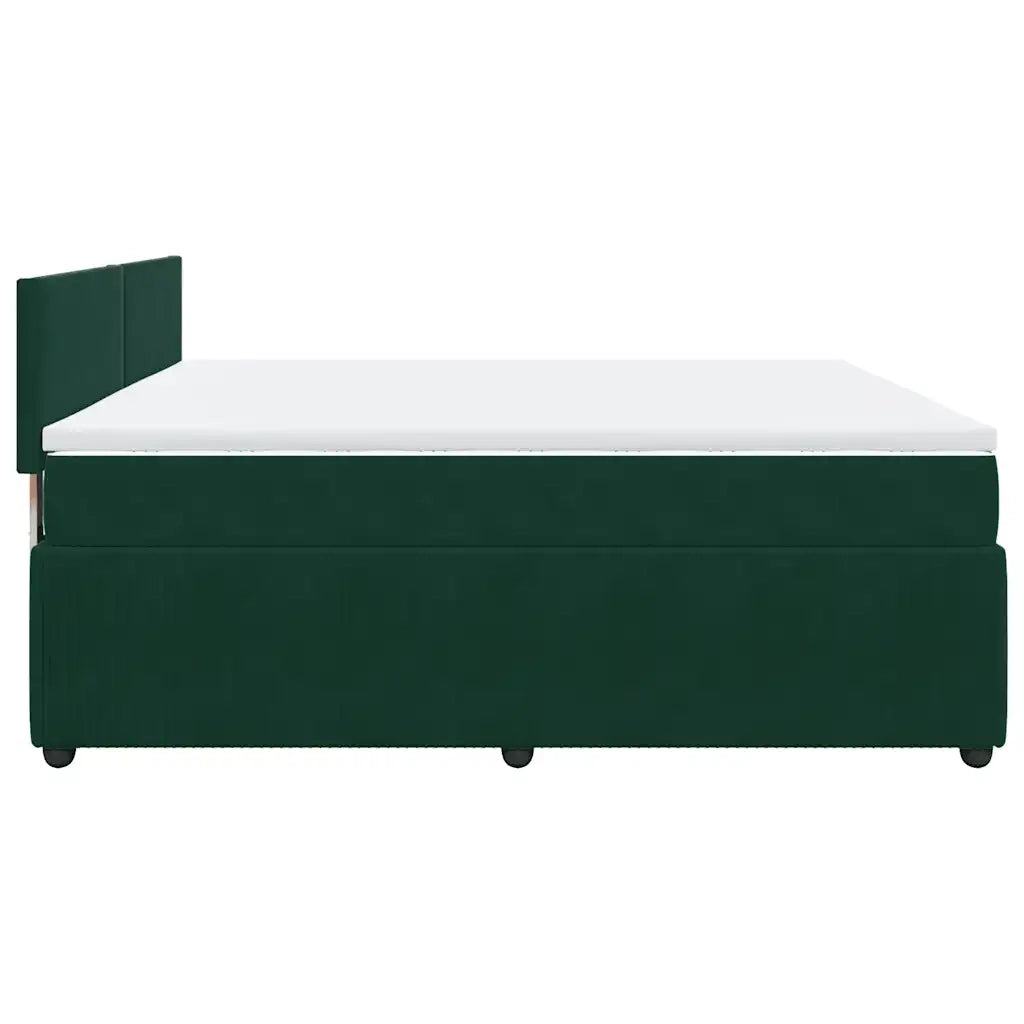 Giroletto a Molle con Materasso Verde Scuro 200x200 cm Velluto