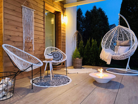 Camino a Bioetanolo da Pavimento Ø60 cm in Acciaio Bianco