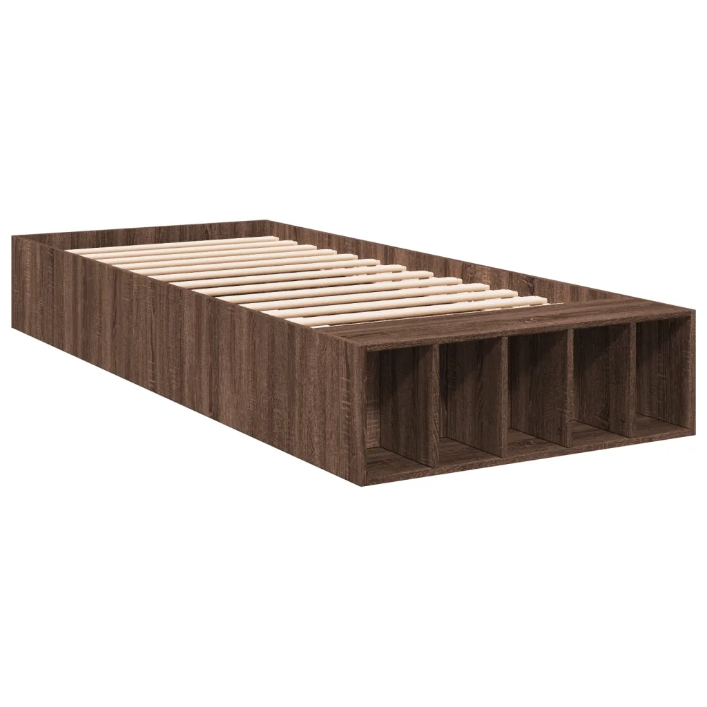 Letto singolo | Letto per adulti | Giroletto Rovere Marrone 100x200 cm in Legno Multistrato