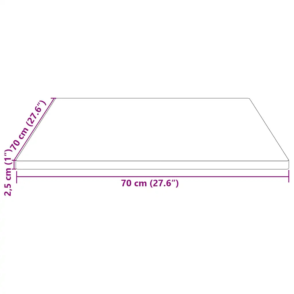 Piano Tavolo Bianco 70x70x2,5cm Legno Massello di Pino Quadrato