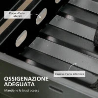 Barbecue a Carbonella Portatile con Gambe Pieghevoli e Vassoio Estraibile, 74x20x38cm, Nero