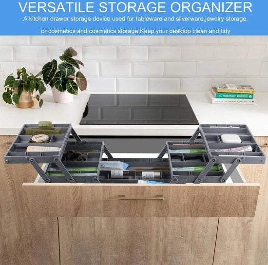 Organizzatore a 3 Livelli per Lavello - Organizzatore Multilivello Ripiegabile per Lavello Profondo - Organizzatore per Lavello Flessibile e Estensibile per Accessori da Ufficio, Vanity, Gioielli e Cucina