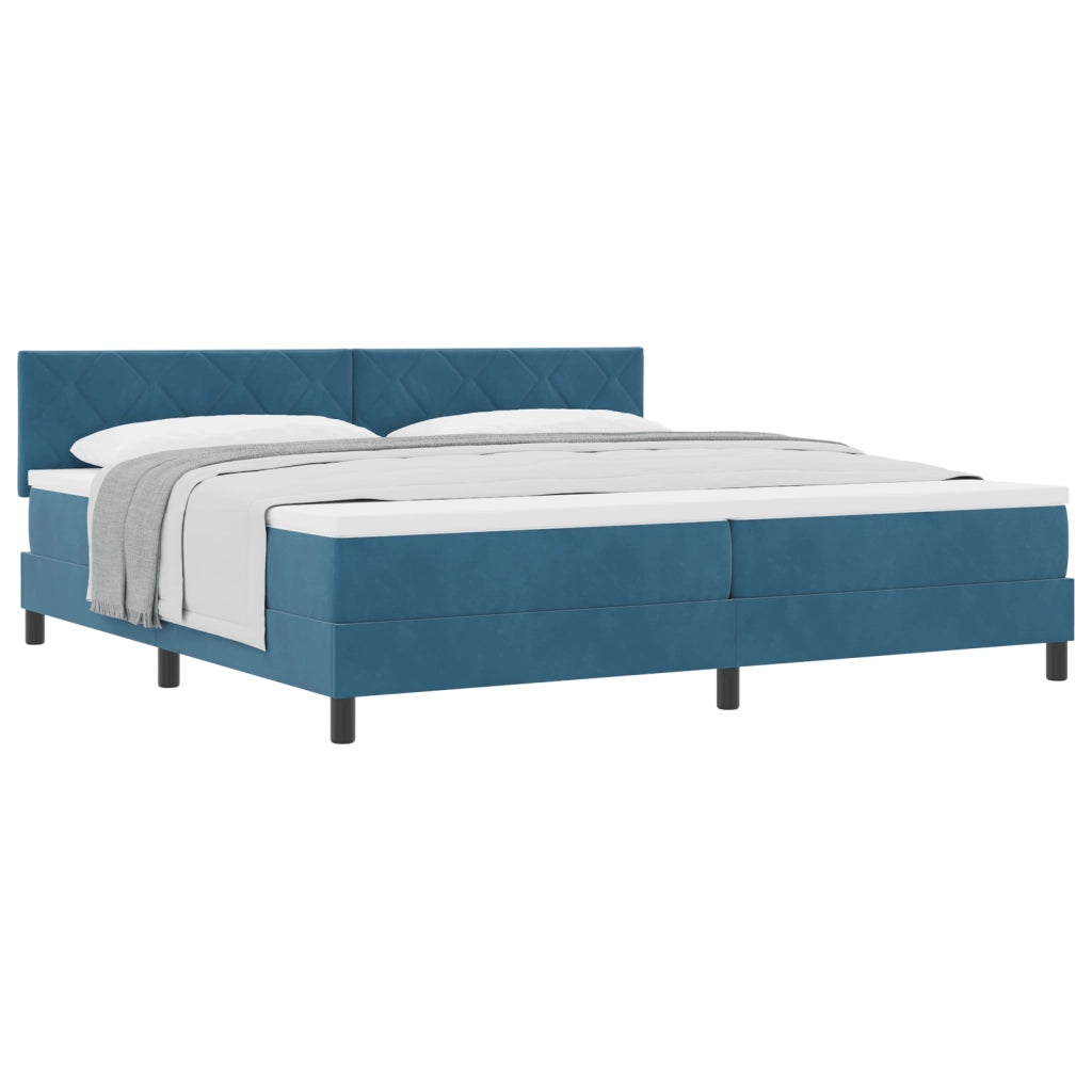 Letto Box Spring con Materasso Blu Scuro 200x200 cm Velluto