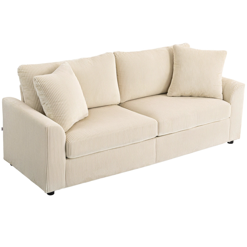 Divano 3 posti tessuto crema con cuscini decorativi ¨C Zephmum ¨C 212 cm