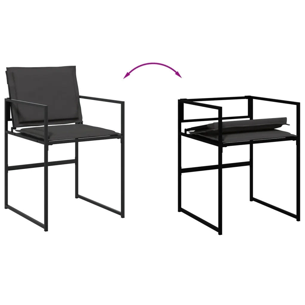 Set da Pranzo da Giardino 13 pz con Cuscini Nero in Textilene