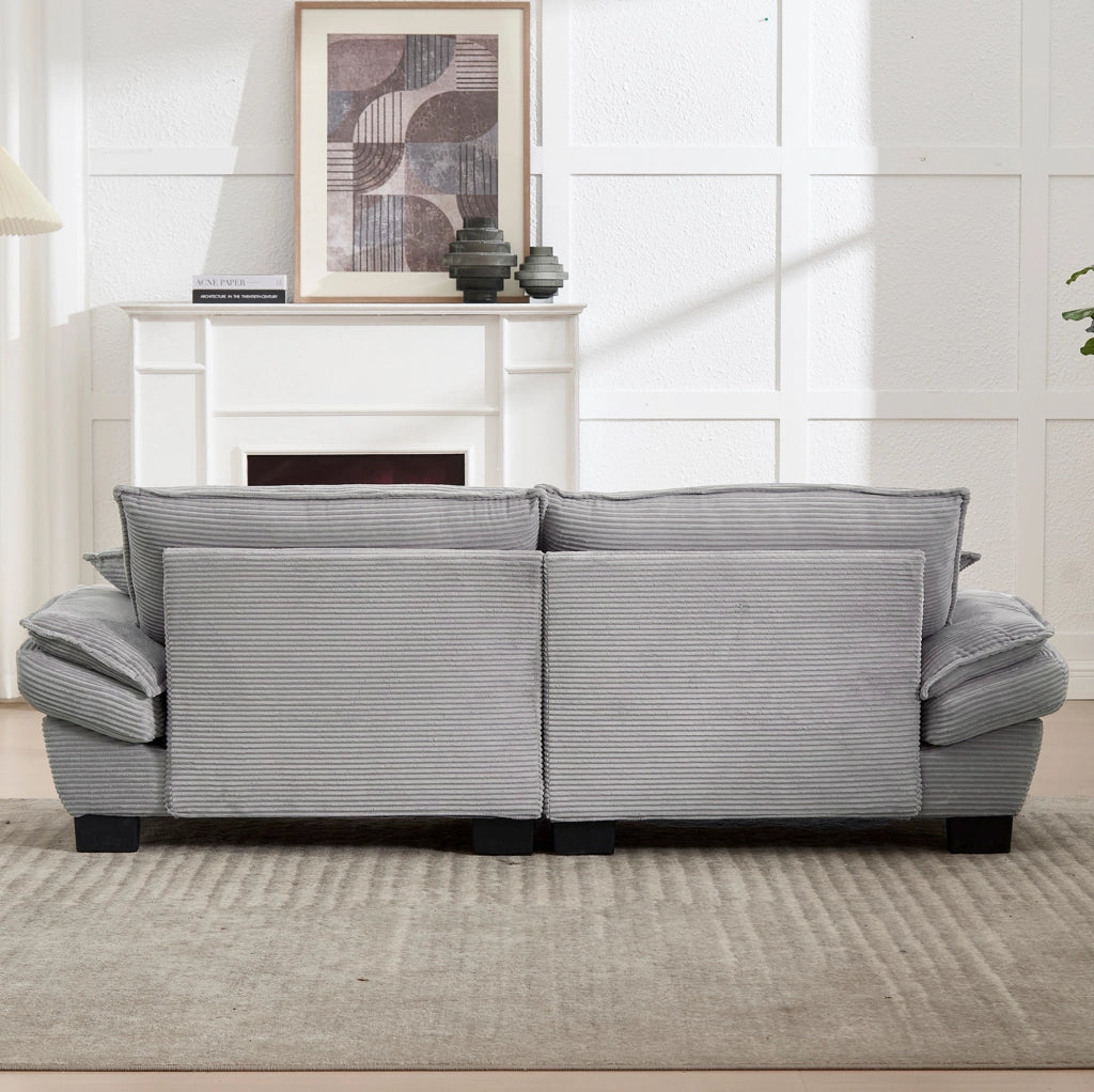 Divano 2 posti in velluto grigio chiaro 224 cm