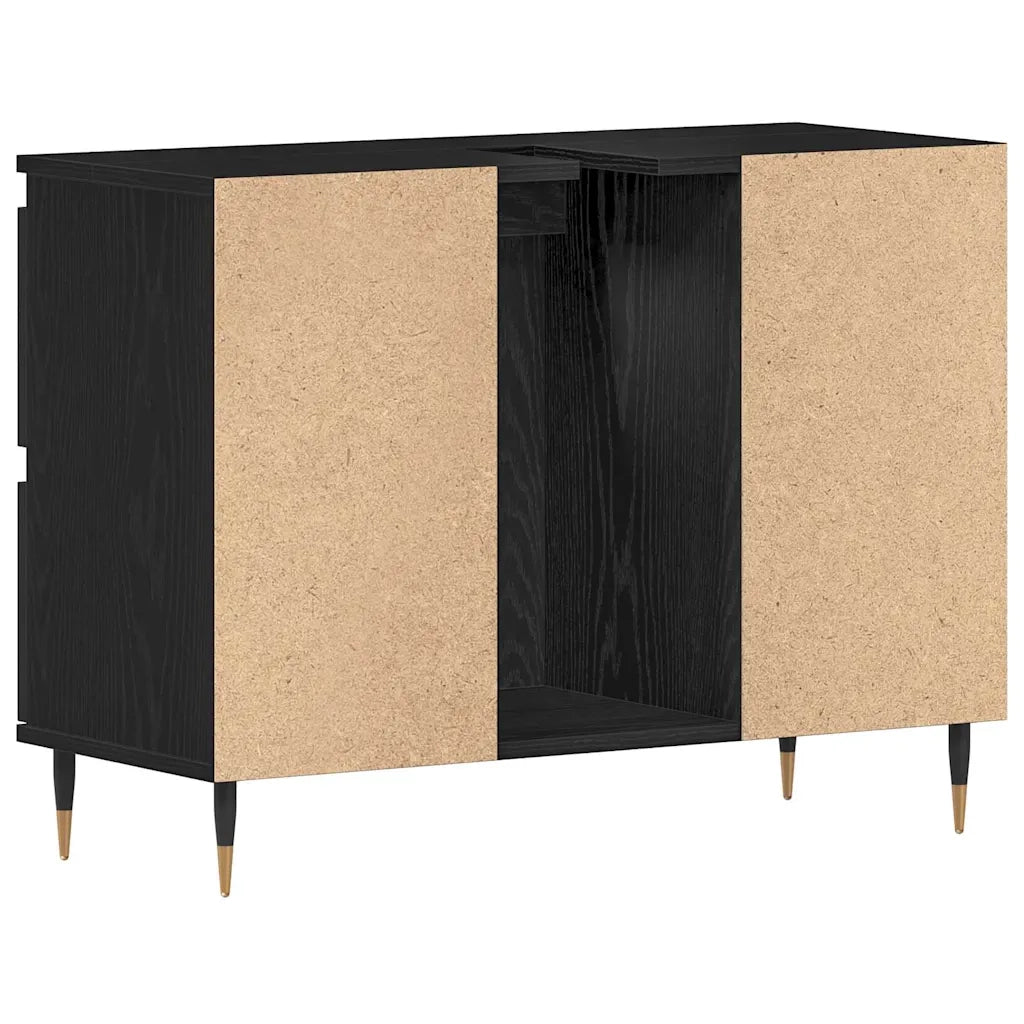 Armadio per Lavabo da Bagno Rovere Nero 80 x 33 x 60 cm 862893