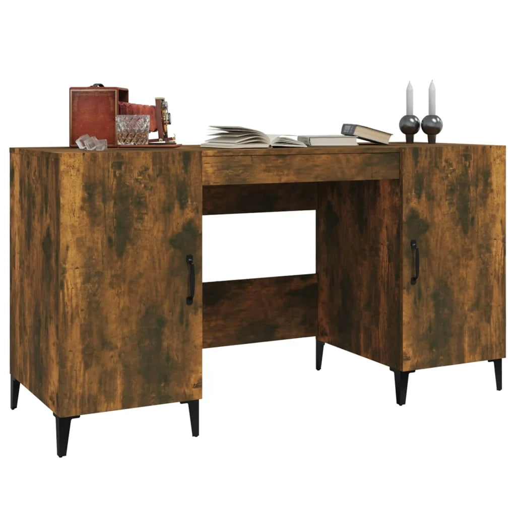 Scrivania da ufficio postazione di lavoro mobile per computer studio rovere affumicato 140 x 50 x 75 cm legno ingegnerizzato marrone 02_0023580