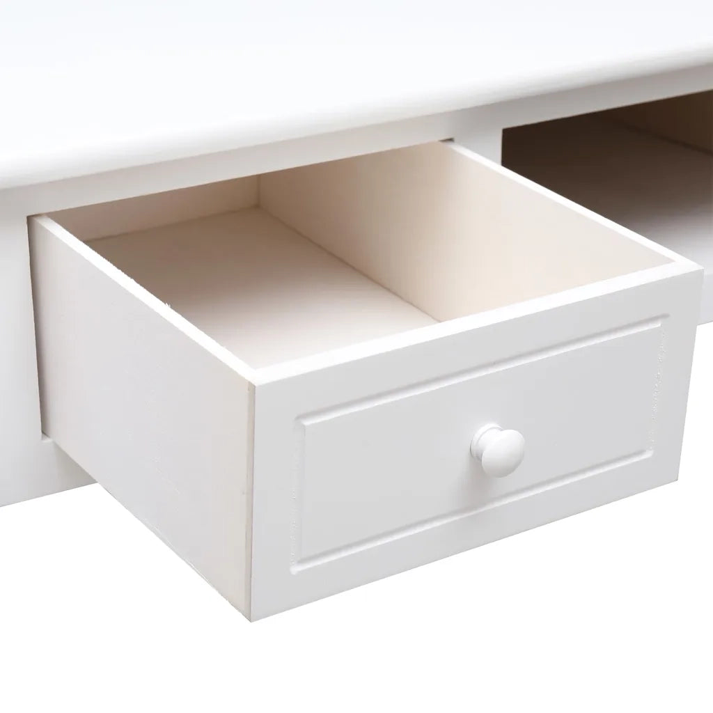 Scrivania Bianca 108x45x76 cm in Legno Massello di Paulownia 338537