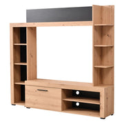 Mobile Soggiorno Bubbiano, Parete Attrezzata 9 Ripiani, 172.5x33x157.5h cm Marrone Rovere Nodi