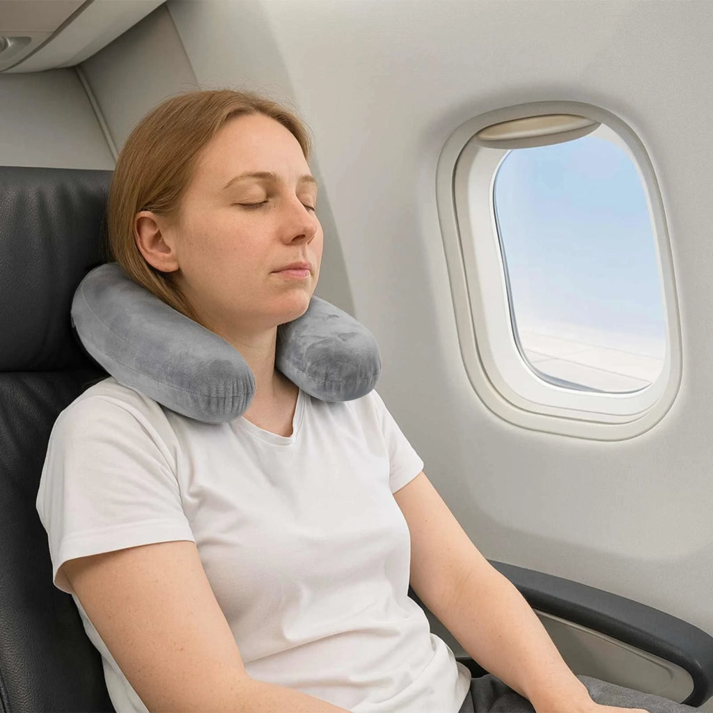 Cuscino da viaggio per il collo Grigio Schiuma Memory CFW9624282