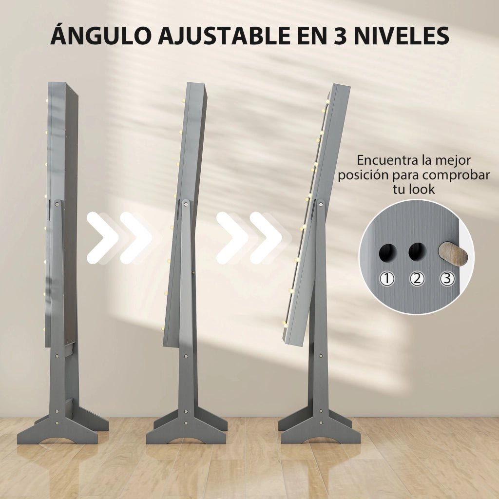 Armadio Joyero con Luci LED e Specchio a Pieno ¨C zephmum ¨C Grigio