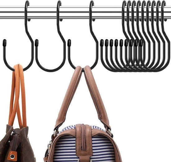 12 Hanger per Abbigliamento in Acciaio Nero – Disegno a Spirale – 13 cm di Diametro – per Borse – Cinture – Sciarpe – Cappelli – Abbigliamento e Pannelli da Cucina