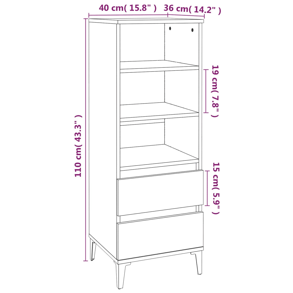 Credenza Bianco 40x36x110 cm in Legno Multistrato 821244