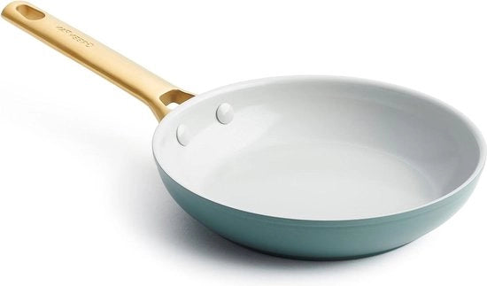 Padella in Acciaio Inox con Ceramica Non Aderente - Induzione - Sicura per Forno - Sicura per Lavastoviglie - 20cm - Blu del Fumo