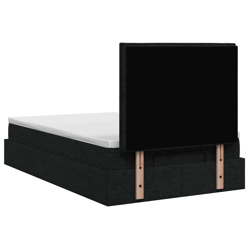 Letto ottomano con materasso Nero 120 x 190 cm Tessuto 3457392