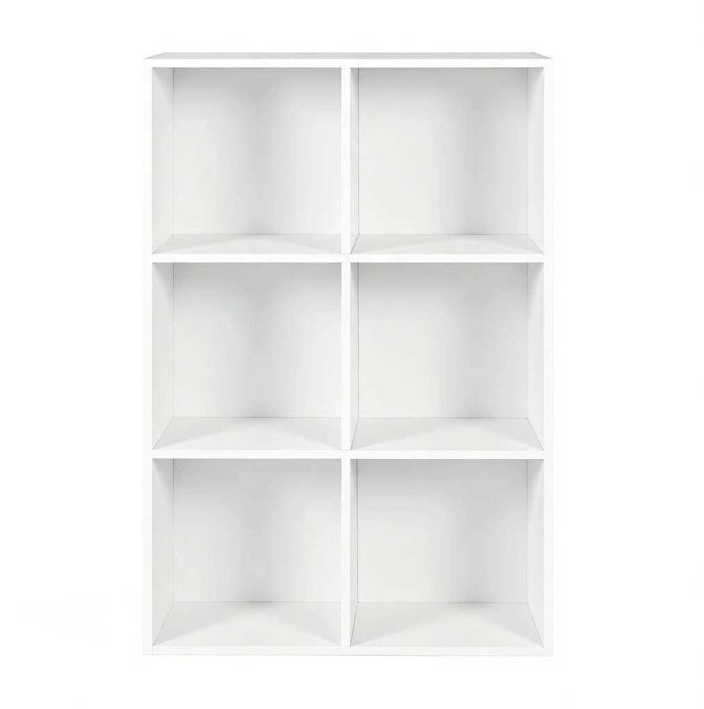Libreria a cubi 6 scomparti in legno ingegnerizzato bianco
