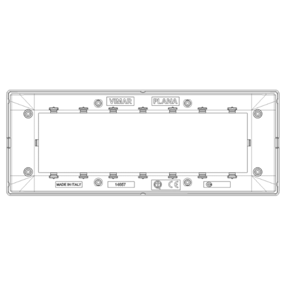 Placca vimar metallo modello plana 7 moduli argento metallizzato 14657.71