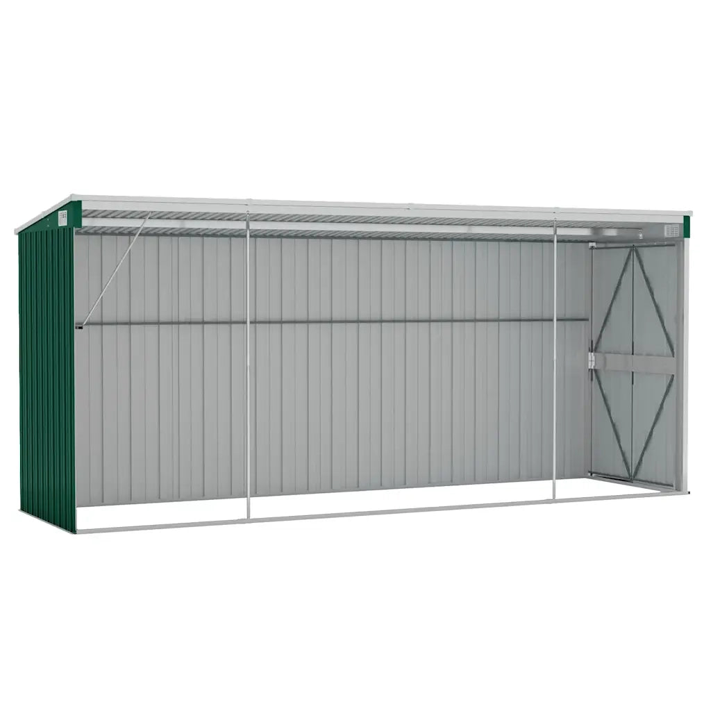 Capanno Giardino a Parete Verde 118x382x178 cm Acciaio Zincato 316229