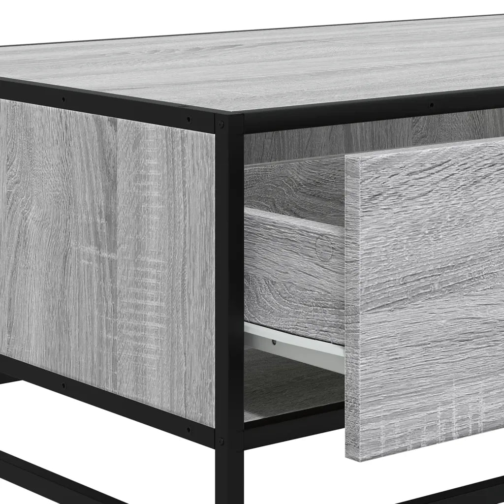 Tavolino da salotto | Tavolino da caff¨¨ | Tavolino da Soggiorno Grigio Sonoma 90x57x35 cm Legno Multistrato e Metallo
