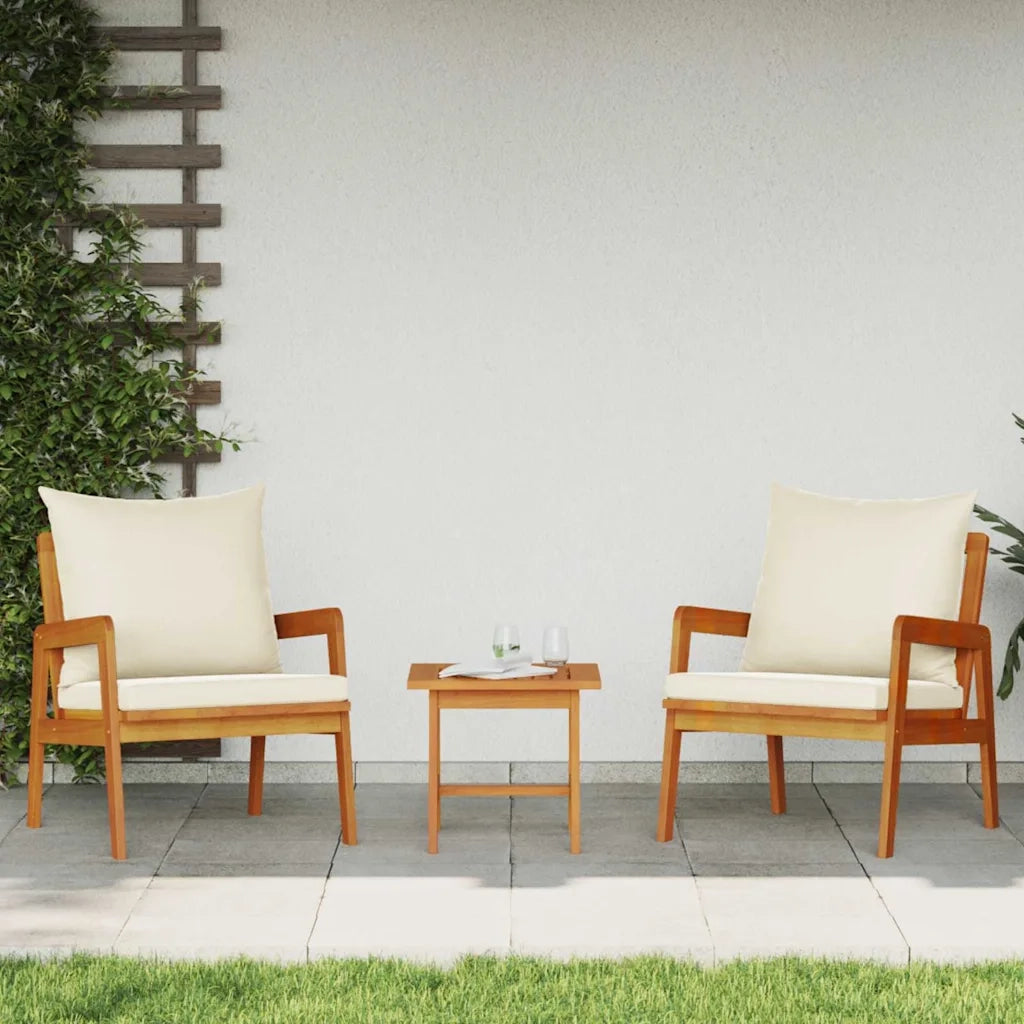 Set bistrot con cuscino 3 pcs Marrone Legno di Acacia Massello 4106456