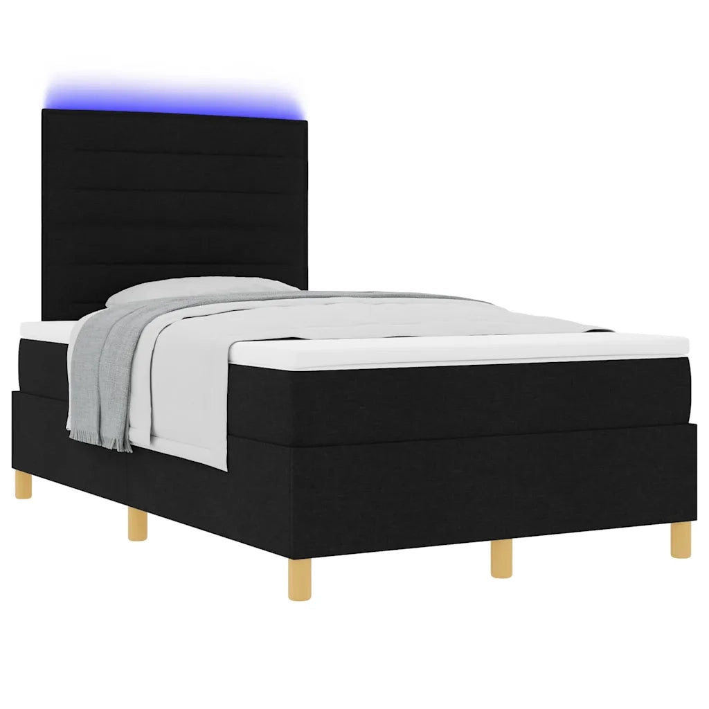 Letto a Sorgente LED con materasso Nero 120 x 200 cm Tessuto 3343014