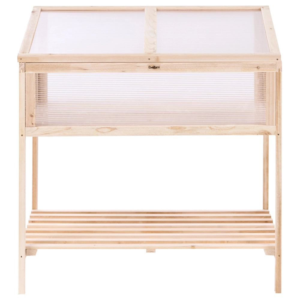 Serra da balcone Marrone chiaro Legno di abete Letto da giardino rialzato Pannello trasparente Giardino