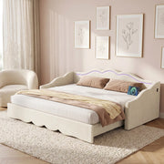 Letto pieghevole funzione 2 in 1 velluto beige 90x200 cm