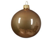 Box Da 6 Palline Di Natale Gioielli Di Vetro Smaltato Colore Marrone Zenzero 8Cm