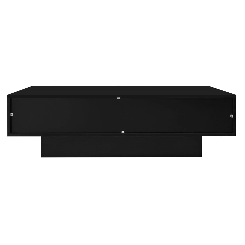Tavolino da salotto 115x55x34 cm; luci LED e 2 cassetti; truciolare; nero