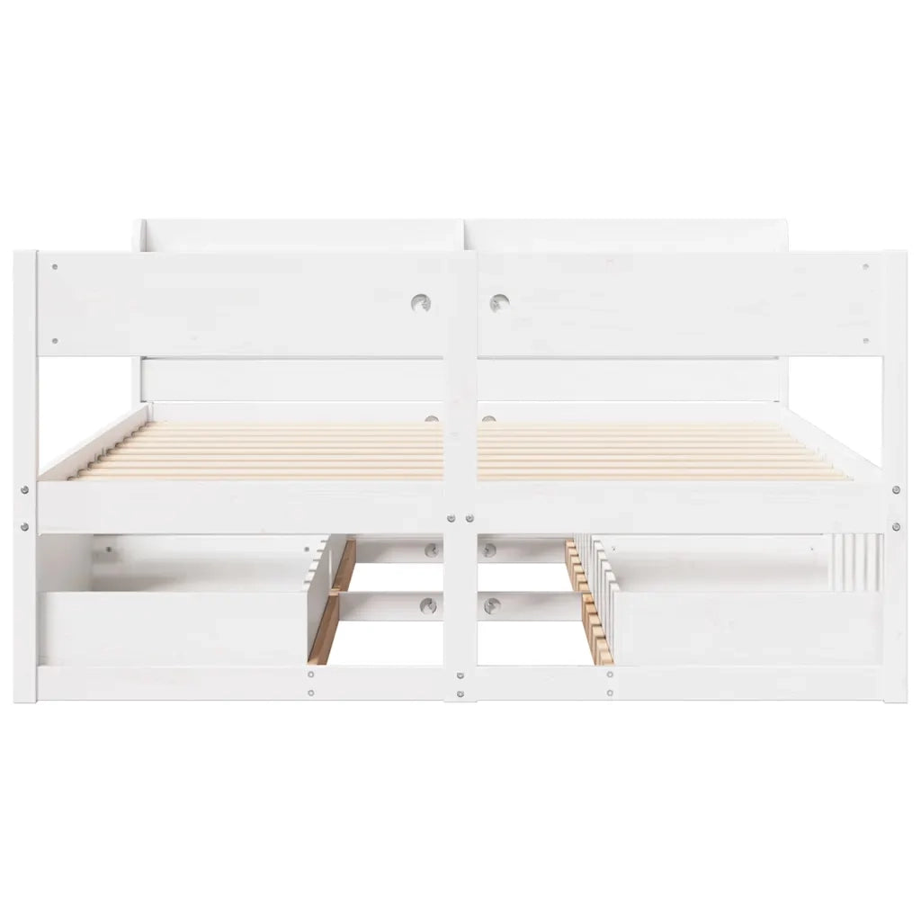 Letto senza Materasso Bianco 160x200 cm Legno Massello di Pino
