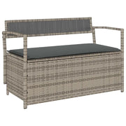 Panchina Portaoggetti da Giardino | Panca da Giardino con Cuscino Grigio in Polyrattan